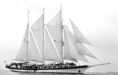 The Mandalay is one of Windjammer’s tall-masted sailing ships.