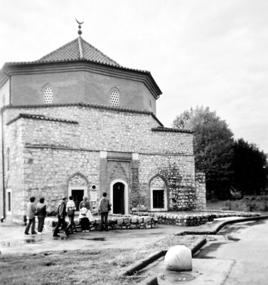 This crescent-topped building is still in use by the small number of Muslims in one village along the Villany-Siklos Wine Road.