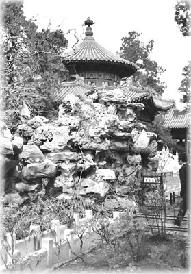 This unusual rock structure is in the Imperial Gardens, hidden deep in the Forbidden City. The gardens were the only place in the Forbidden City where we saw any trees. 