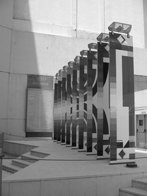 This amazing sculpture by the artist Yaacov Agam is at the AMIA (Jewish Cultural Center). It changes from every viewpoint. 