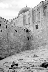 In the Jerusalem Archaeological Park, Leon Faitek sat on the original steps that led to the Temple Mount. 