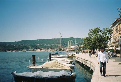 The lakeside promenade and sidewalk cafés at Garda, on the east side of the lake.