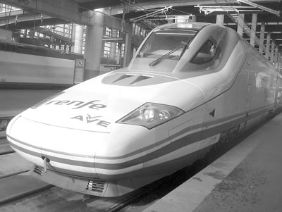 Spanish Railroads’ 205-mph Talgo 350 trains are known as Patos (ducks) for their aerodynamic profile. Photo: Brunhouse