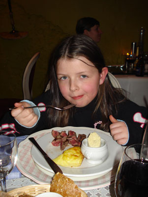 Michaela enjoyed her steak at Lieve Belgisch — Amsterdam. Photo: Poujade