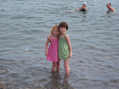 Our two daughters bathing in the Black Sea in Sukhum.