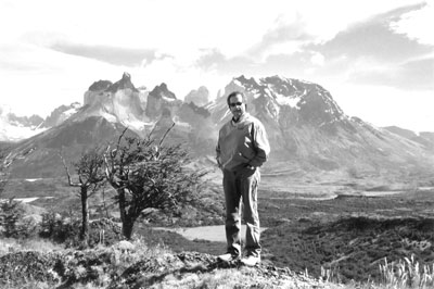 Buddy Bing on a hike to Gray Glacier — Torres del Paine National Park.