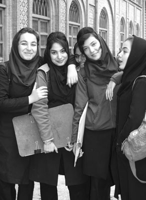  School girls pose at Golestan Palace, Tehran. 
