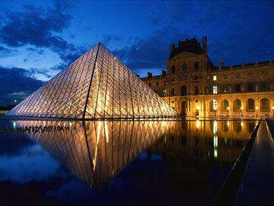 I.M. Pei pyramid at Louvre Museum, Paris, France