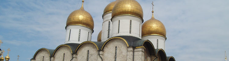 The Cathedral of the Dormition in Cathedral Square on the grounds of the Kremlin.