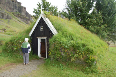 The last turf church in use in Iceland, at Nupsstadur, dates from 1200.