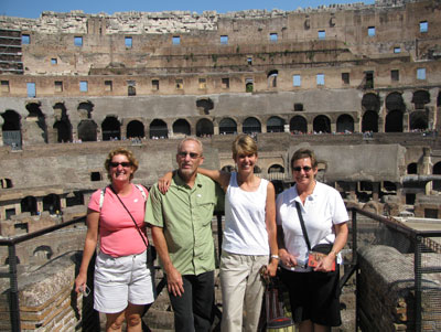 Cindy Thomas, Steve Mullen, Inga Aksamit and Kelli O’Meehan inside the Colosseum in Rome. 