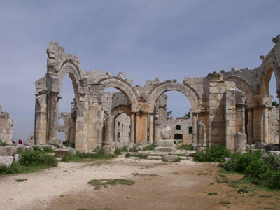 St. Simeon and its worn-down pillar (center).