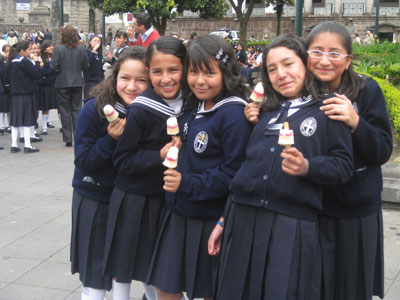 Schoolgirls at the Presidential Palace.