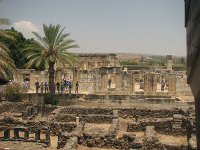 Ruins of the synagogue at Capernaum.