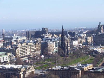 View of Princes Street from Edinburgh’s castle.