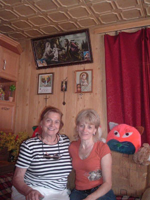Mary Anne Christie (left) visiting a relative of Stasia in Andrzejewie, Poland.