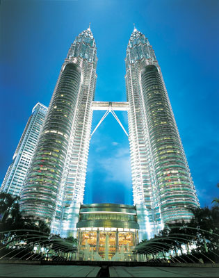 Kuala Lumpur’s Twin Towers at night. Photo courtesy of Tourism Malaysia