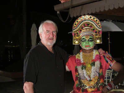 Sean Sullivan with a traditional dancer in Cochin.