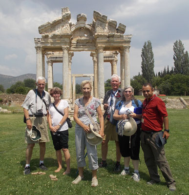 From left: Wes French, Jill Durkin, Dorothea French, Chuck and Margaret Williams and Tamer Teoman in Aphrodisias, Turkey.
