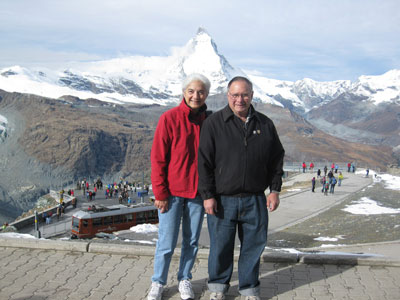 Gloria and Ed Gorlin pose with the Matterhorn.