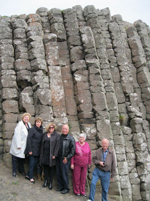Four sisters and two husbands at the Giants Causeway. Left to right: Laurine (Richard's wife), Carolynn, Dawne, Richard, Elaine (Wilson's wife) and Wilson. Photo: Maurice Dowle