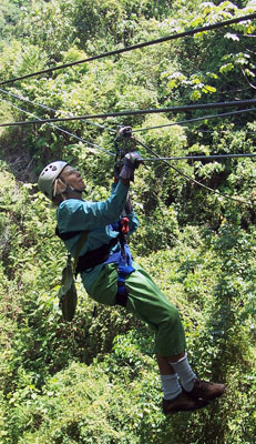 Kathy Hagman during her zipline tour in Costa Rica.