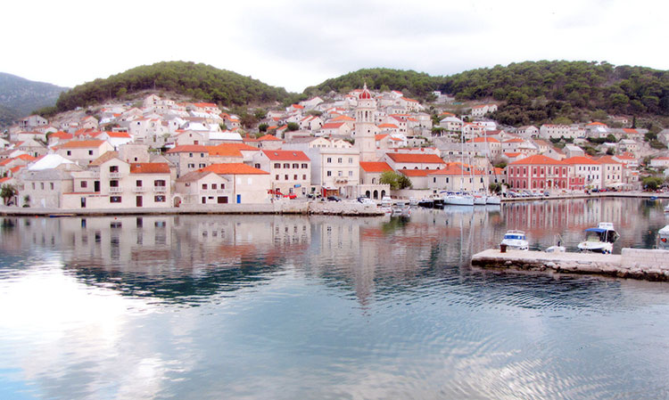 View of Vela Luka, Croatia, the home port of the Adriatic Pearl.