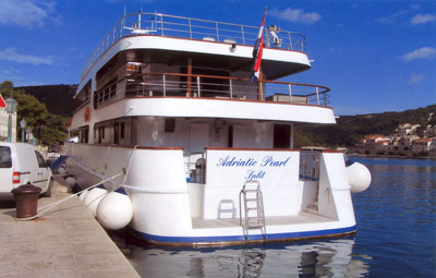 The Adriatic Pearl docked at Pučišća, Croatia.