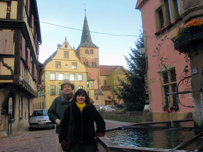Stephen and Paula on the rue du Conseil in Turckheim, France.  Photo: Addison