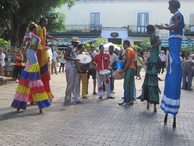 Street music performers in Havana’s Old Square.
