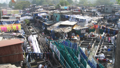 The Dhobi Ghat outdoor laundry district in Mumbai.