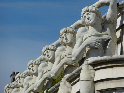 The elevated portion of La Promenade Plantée provides strollers a close look at sculptural details on some buildings.