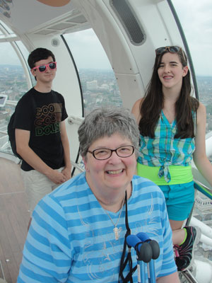 Grandchildren Quinn and Kathryn Turk with Kathryn Tisdale on the London Eye.