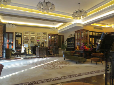 Lobby of the Mansion Hotel in Shanghai.