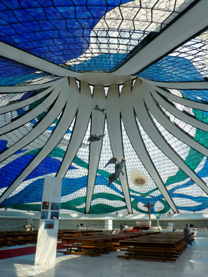 The wondrous Oscar Niemeyer-designed Metropolitan Cathedral of Our Lady of Aparecida in Brasilia.