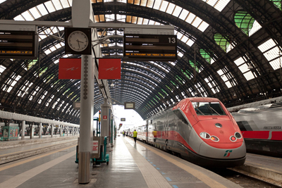 Italy’s high-speed Frecce trains, such as this one, can get you from Milan to Rome in less than three hours.