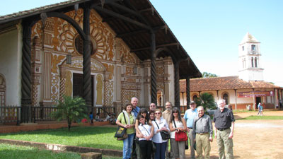 Our group posing before the mission of Concepción.
