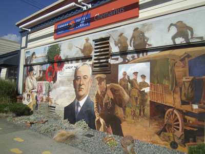 A World War I commemorative mural in Chemainus.
