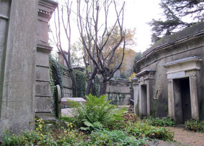 Elaborate mausoleums built along Highgate Cemetery’s Circle of Lebanon.