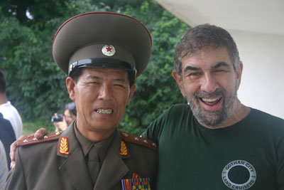 Albert Podell shared a moment of camaraderie with a North Korean army officer at the Demilitarized Zone between North and South Korea.