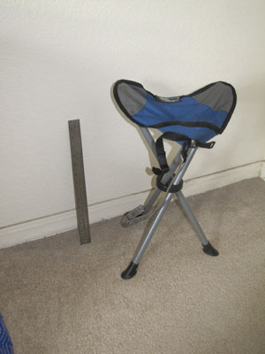 The Hayneedle nonadjustable Travel Chair in open position, next to a 15-inch ruler. Photos by Steve Goch