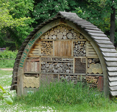 An “insect hotel” created for bees at Le Jardin des Plantes, Paris.