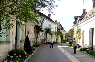 Chédigny’s main street. The entire village has been designated a “Remarkable Garden.”