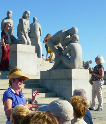 Visitors mingle with the statues in Oslo’s Vigeland sculpture park. Photos by Randy Keck