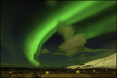 Swoosh of dayglow-green northern lights in Iceland. Photo: Nelson Burack
