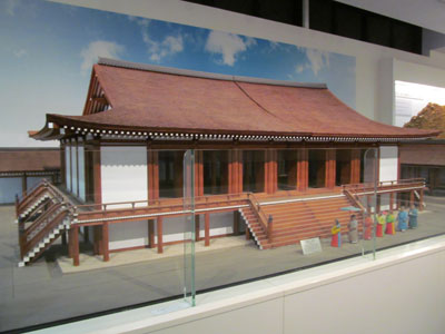 Model of an eighth-century building that once was part of the Heijo¯ palace complex — on display in one of the on-site museums. 