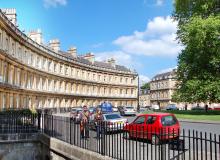 To imagine you’re one of Bath’s upper crust, cruise along the Circus, stately buildings that evoke the wealth and gentility of the town’s glory days. <i>CREDIT: Cameron Hewitt, Rick Steves’ Europe.</i>