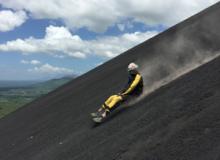 M.H. Brandt volcano boarding down the Cerro Negro in Nicaragua. Photo by tour guide José