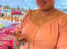 I bought this necklace and earrings from this very talented woman in Nuku’alofa, Tonga, in February 2020. (South Seas pearls are cheaper than Tahitian pearls.) I can’t imagine all the hours she put into it. Photos by Katherine Shindel