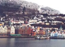 The view of the Bryggen from our room at the Clarion Admiral Hotel — Bergen.